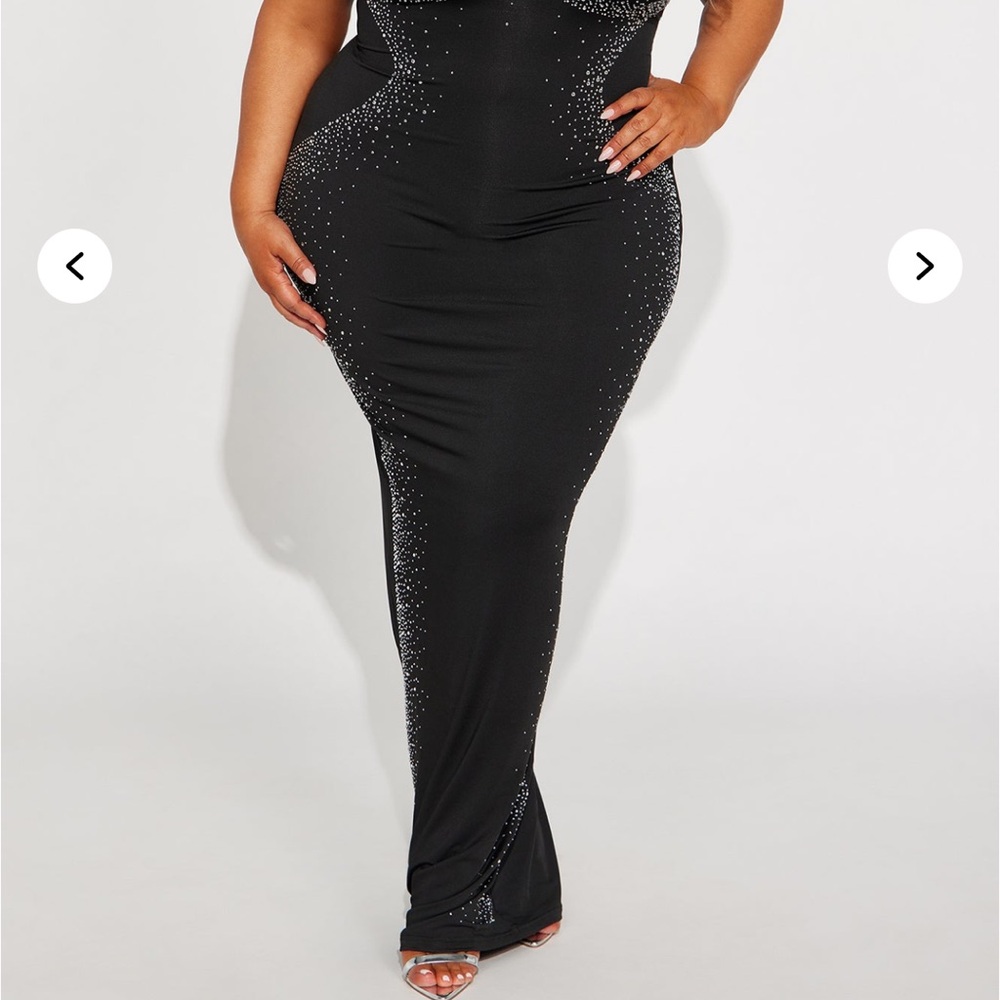 Black Rhinestone Maxi Dress - Picture 2 of 7